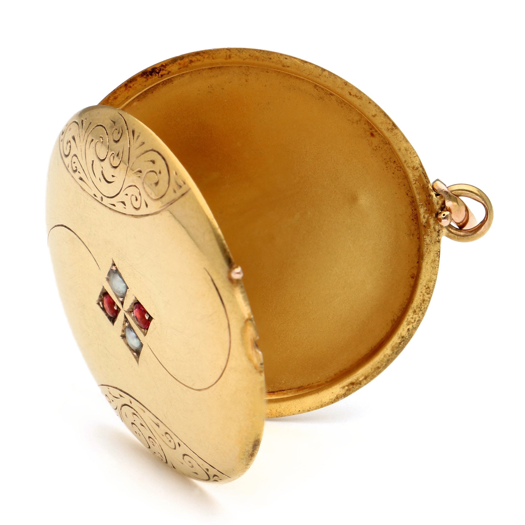 Antique 20 Carat Yellow Gold Paste Locket Pendant