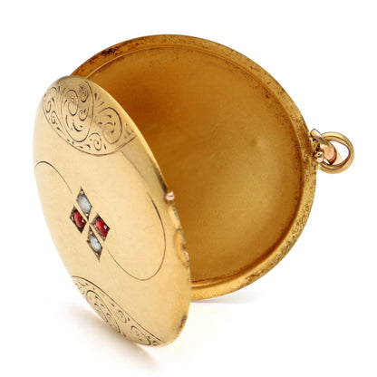 Antique 20 Carat Yellow Gold Paste Locket Pendant