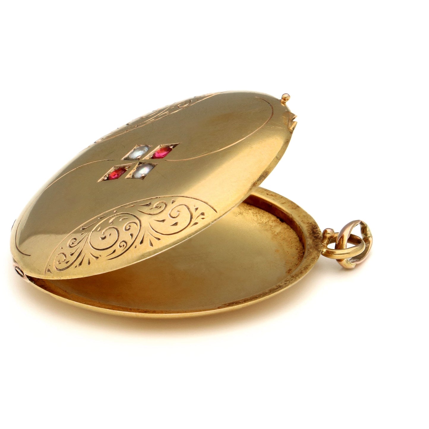 Antique 20 Carat Yellow Gold Paste Locket Pendant