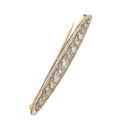 Edwardian Antique Old Cut Diamond Bar Brooch