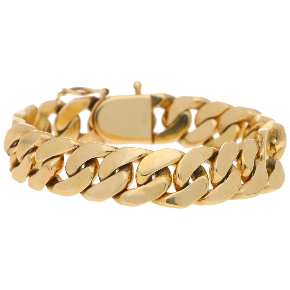 Heavy Cuban Link Chain Bracelet in 14ct Yellow Gold