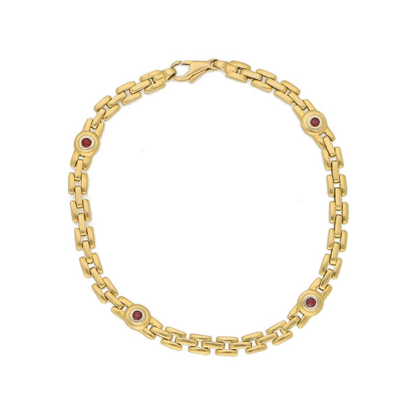 Ruby Set 18ct Yellow Gold Chain Link Bracelet