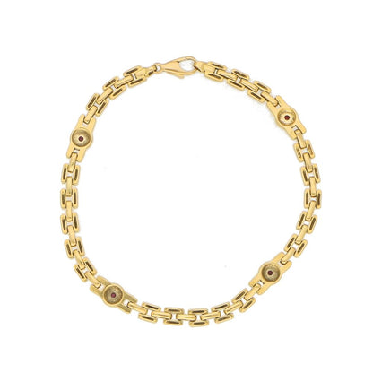18ct Yellow Gold Chain Link Bracelet with Rubies