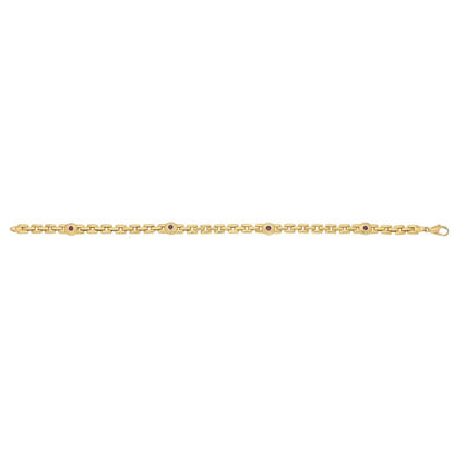 Yellow Gold Chain Link Bracelet with Rubies
