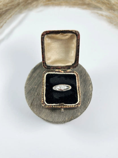 Antique 18ct White Gold, 1920s French Stamped, Dome Shaped Diamond Band Ring