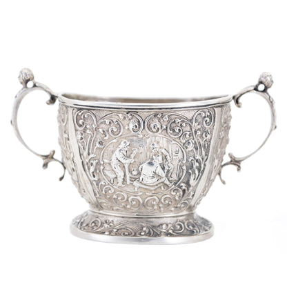 Vintage Dutch Silver Repoussé Creamer Set by H. Hooijkaas