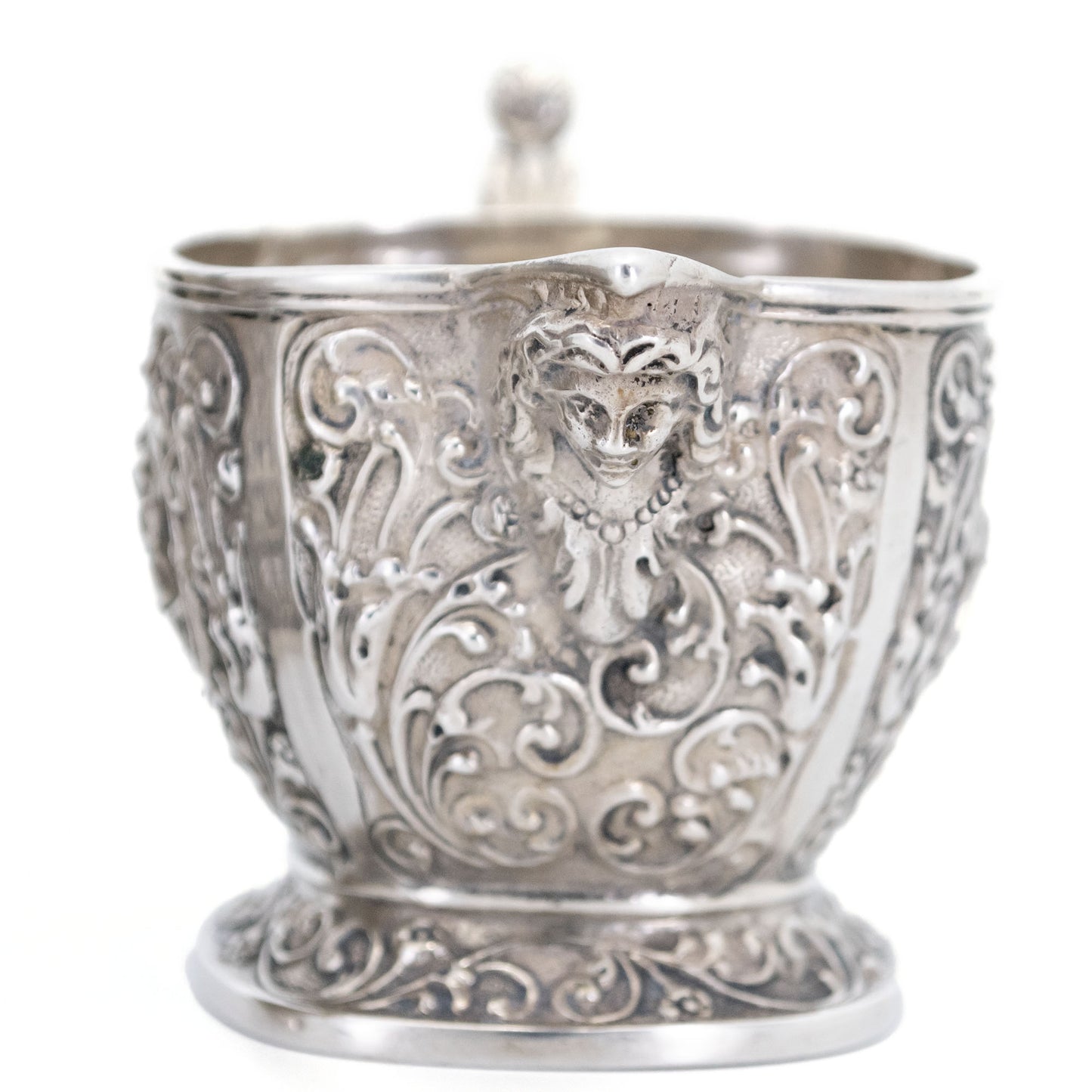 Vintage Dutch Silver Repoussé Creamer Set by H. Hooijkaas