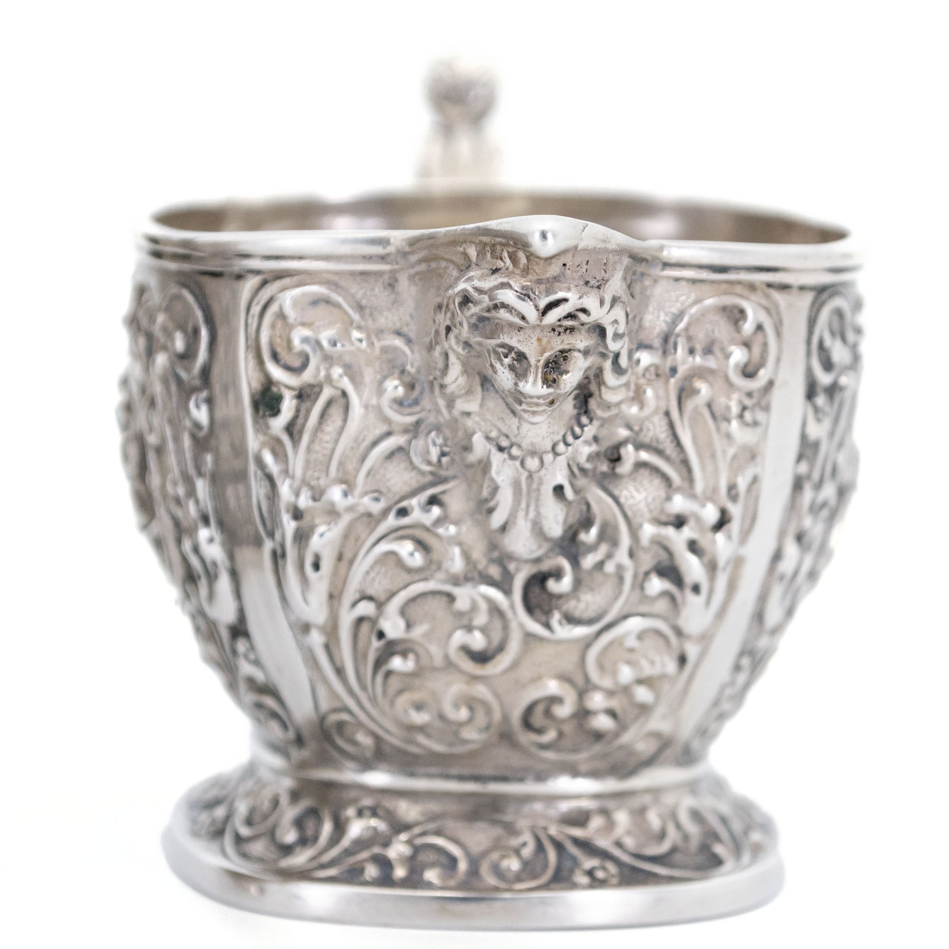 Vintage Dutch Silver Repoussé Creamer Set by H. Hooijkaas