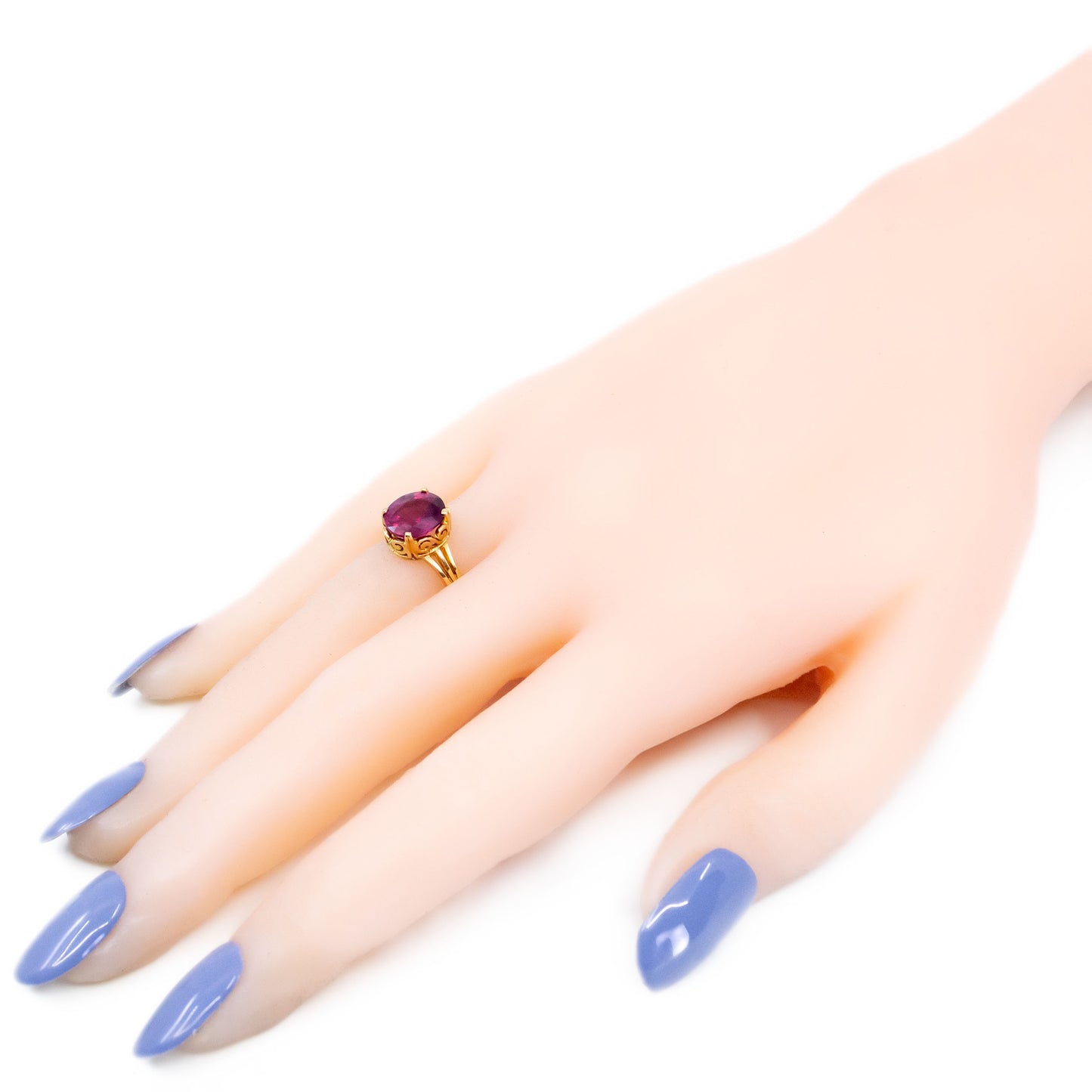 14 Carat Yellow Gold Oval Ruby Solitaire Ring, 3.06 Carats