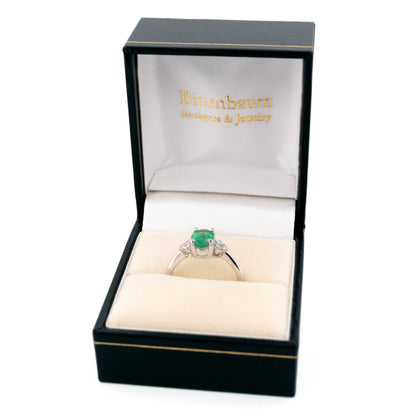 Contemporary 18 Carat White Gold Emerald and Diamond Ring, 1.30 Carats