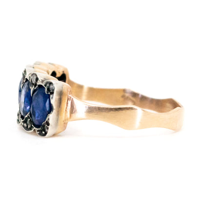 Diamond Sapphire 9ct Gold and Silver Row Engagement Ring