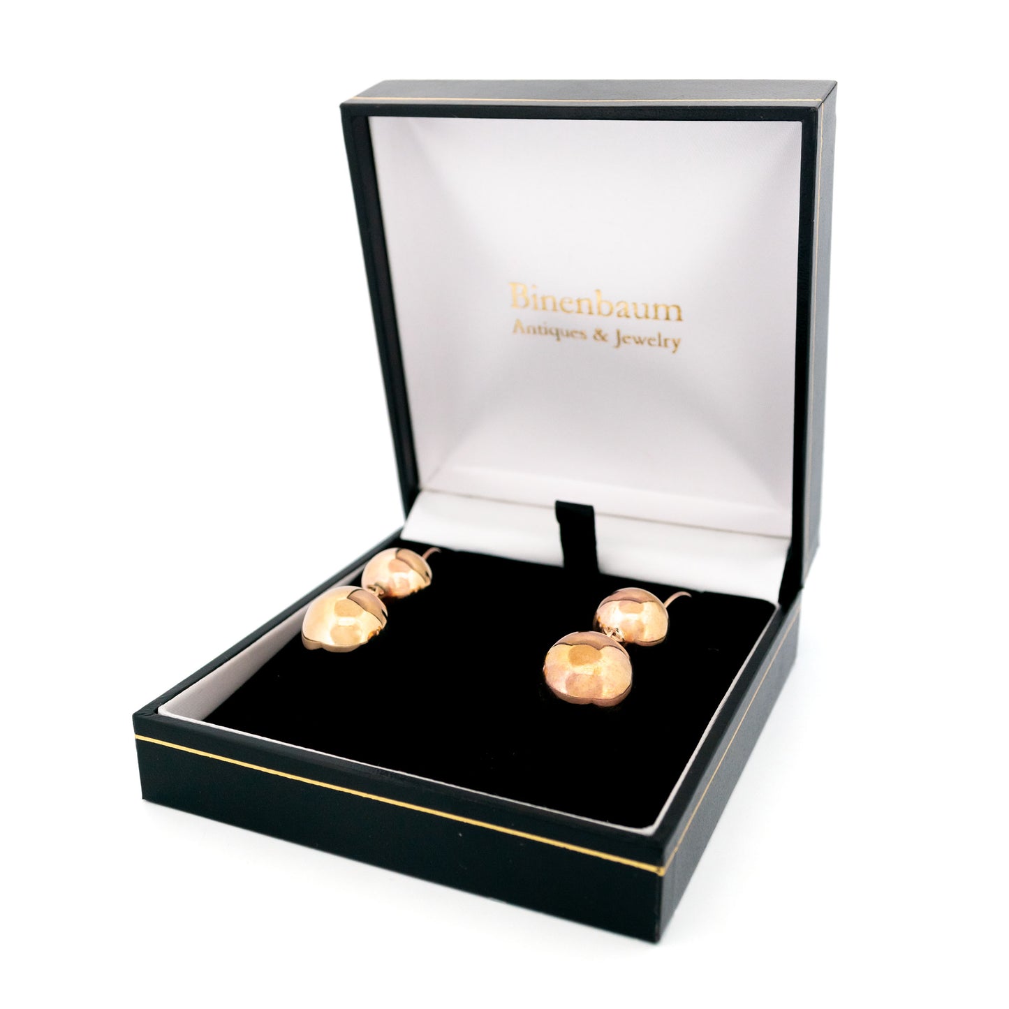 Vintage 9 Carat Yellow Gold Double Ball Drop Earrings