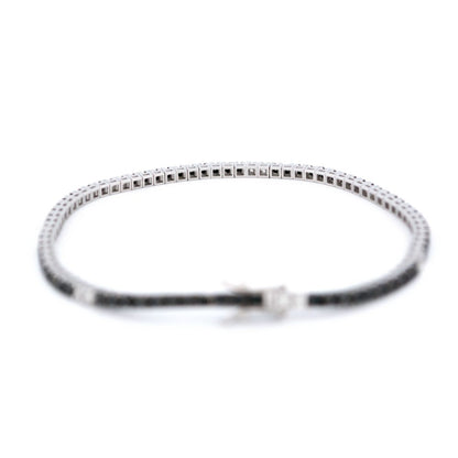 Vintage White And Black Diamond Tennis Bracelet In 18 Carat White Gold