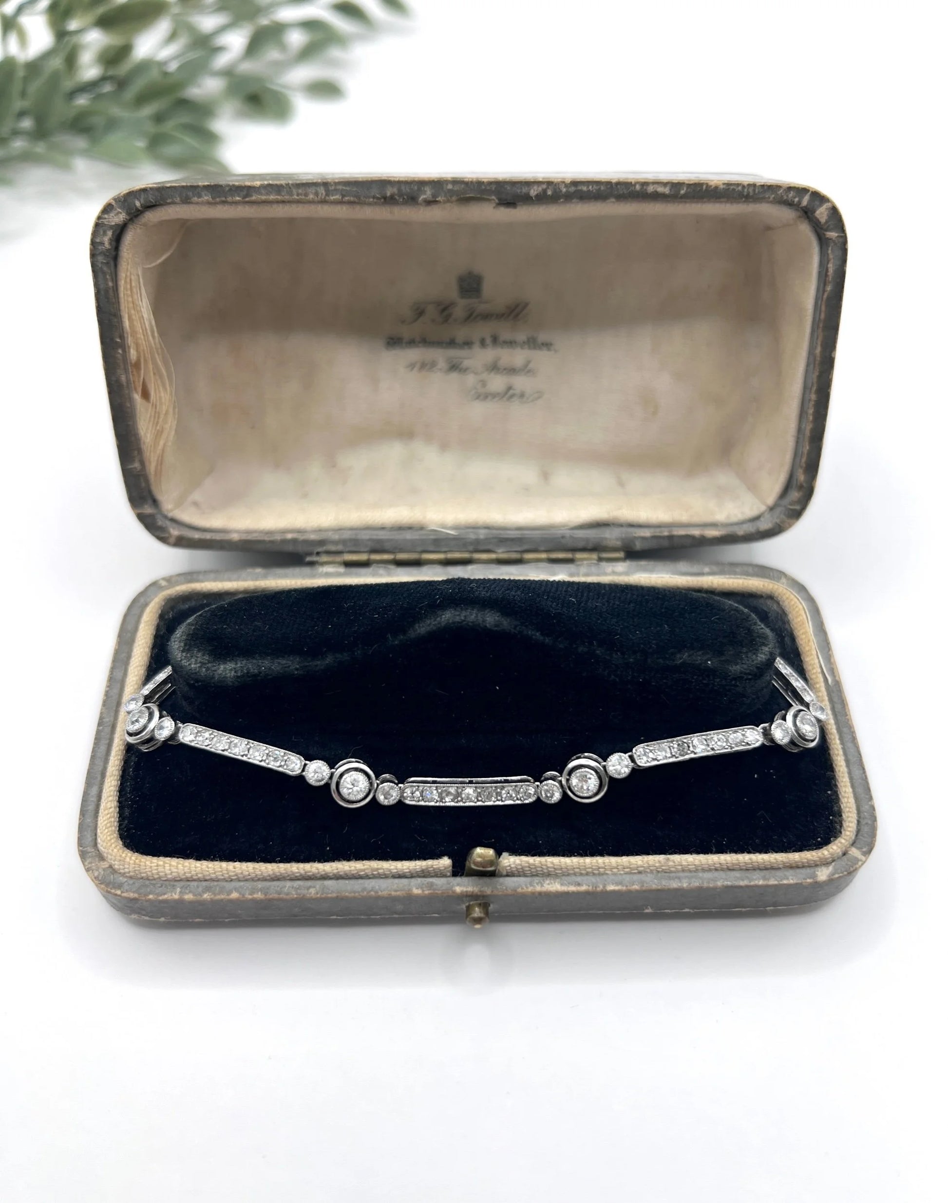 Antique Art Deco Platinum Diamond Target Bracelet, 3.00 Carats, Circa 1920