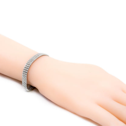 Vintage 18 Carat White Gold Three Row Diamond Tennis Bracelet, 3.40 Carats