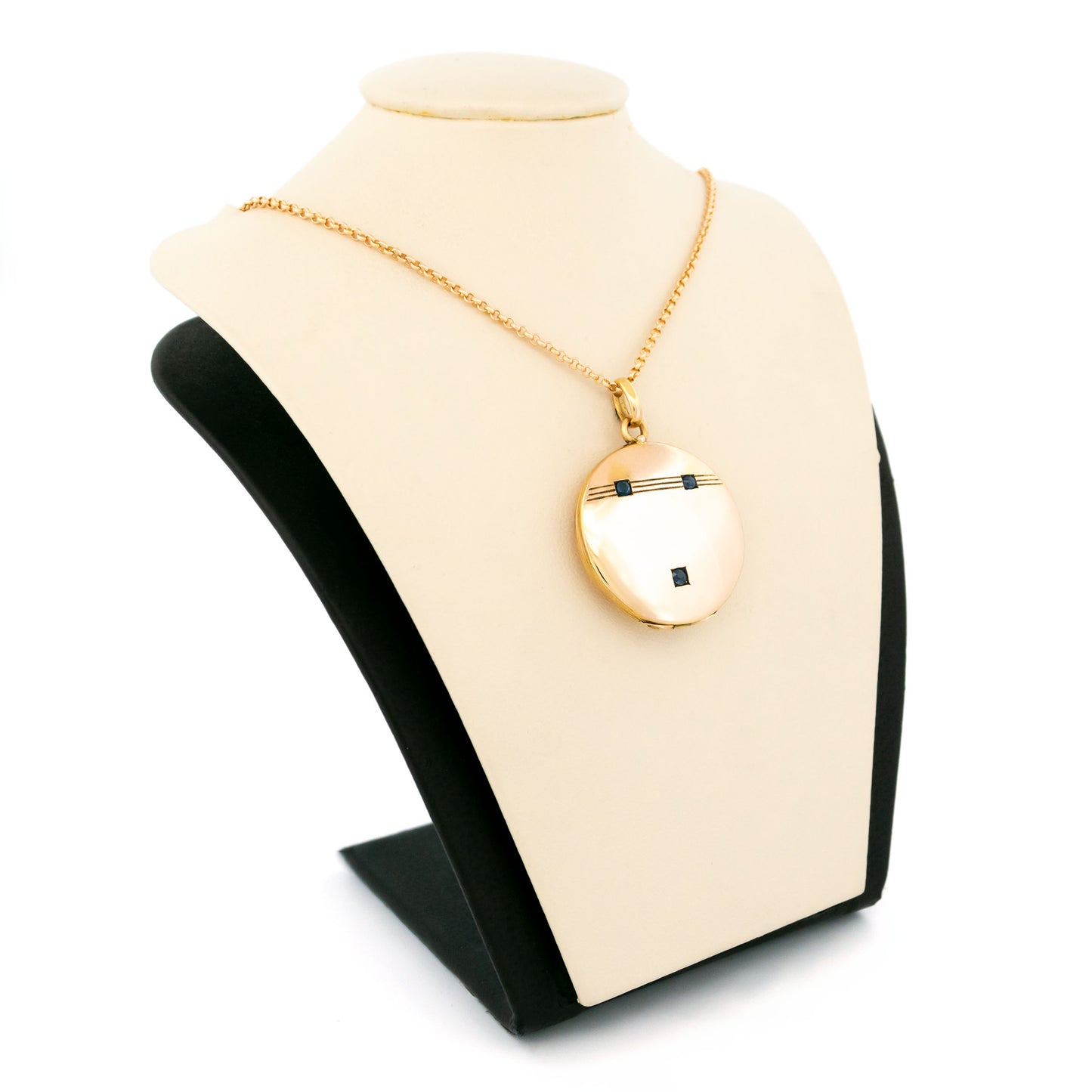 Antique 14 Carat Yellow Gold Sapphire Locket Pendant
