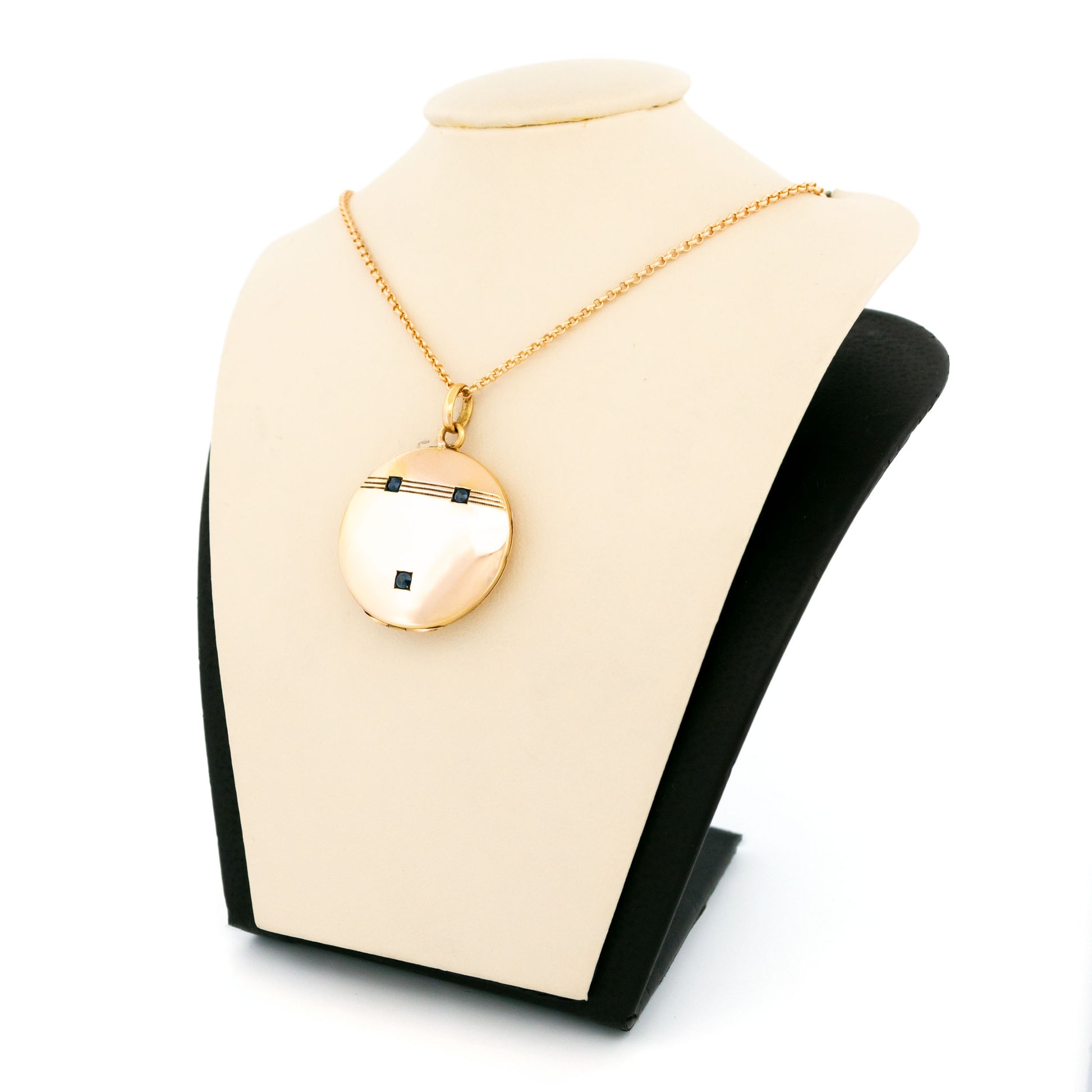 Antique 14 Carat Yellow Gold Sapphire Locket Pendant