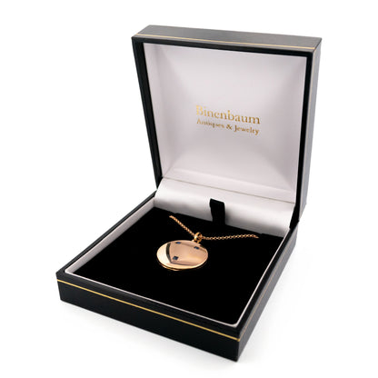 Antique 14 Carat Yellow Gold Sapphire Locket Pendant