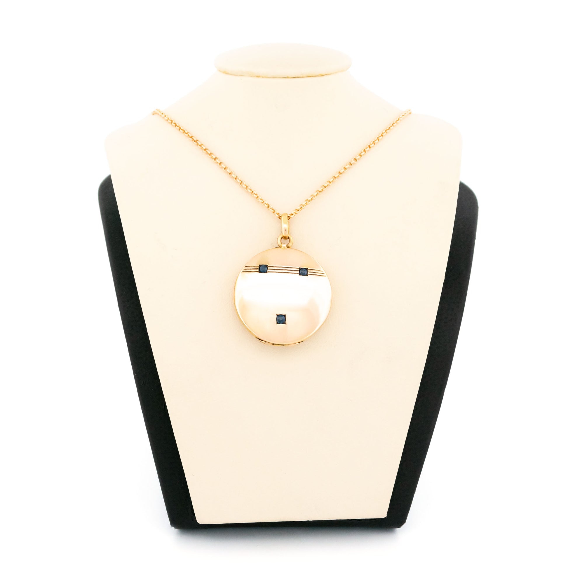 Antique 14 Carat Yellow Gold Sapphire Locket Pendant
