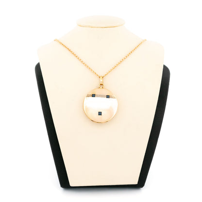 Antique 14 Carat Yellow Gold Sapphire Locket Pendant
