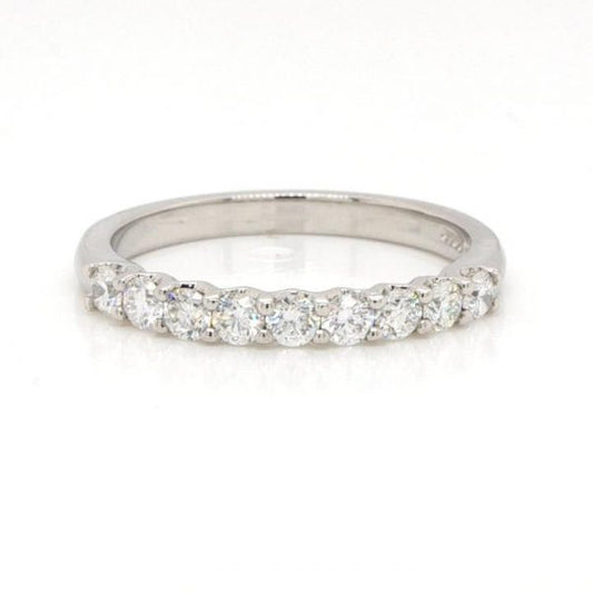 Diamond and Platinum Nine Stone Half Eternity Ring, 0.50 carat total; platinum half eternity ring set with nine brilliant cut diamonds, all claw set adjacently