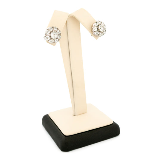 Diamond 14 Carat White Gold Cluster Earrings