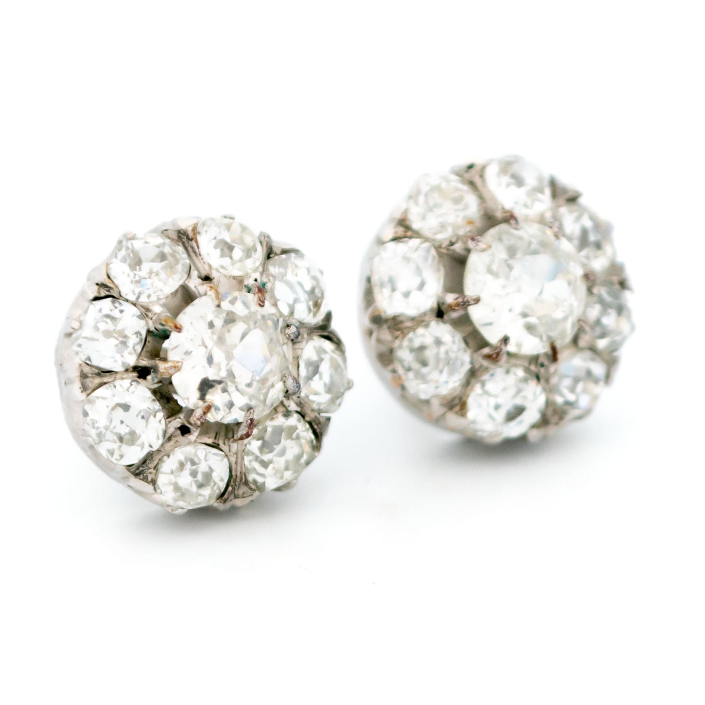 Diamond 14 Carat White Gold Cluster Earrings