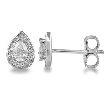 Pear-Cut Diamond Cluster Stud Earrings, 0.44 carats