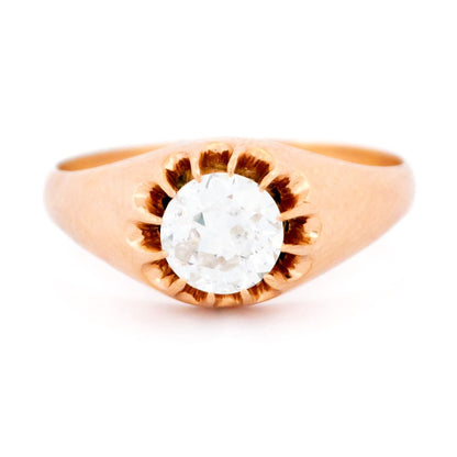 Antique Old Cut Diamond Solitaire Ring In 18 Carat Rose Gold