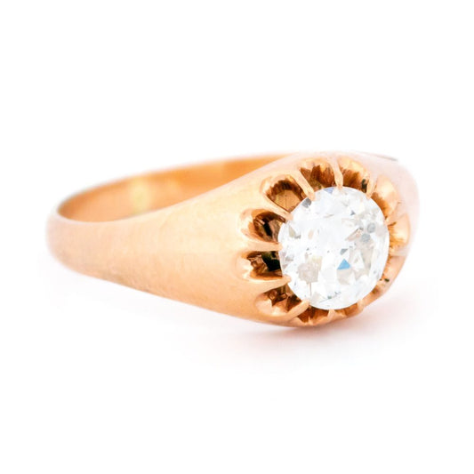 Antique Old Cut Diamond Solitaire Ring In 18 Carat Rose Gold