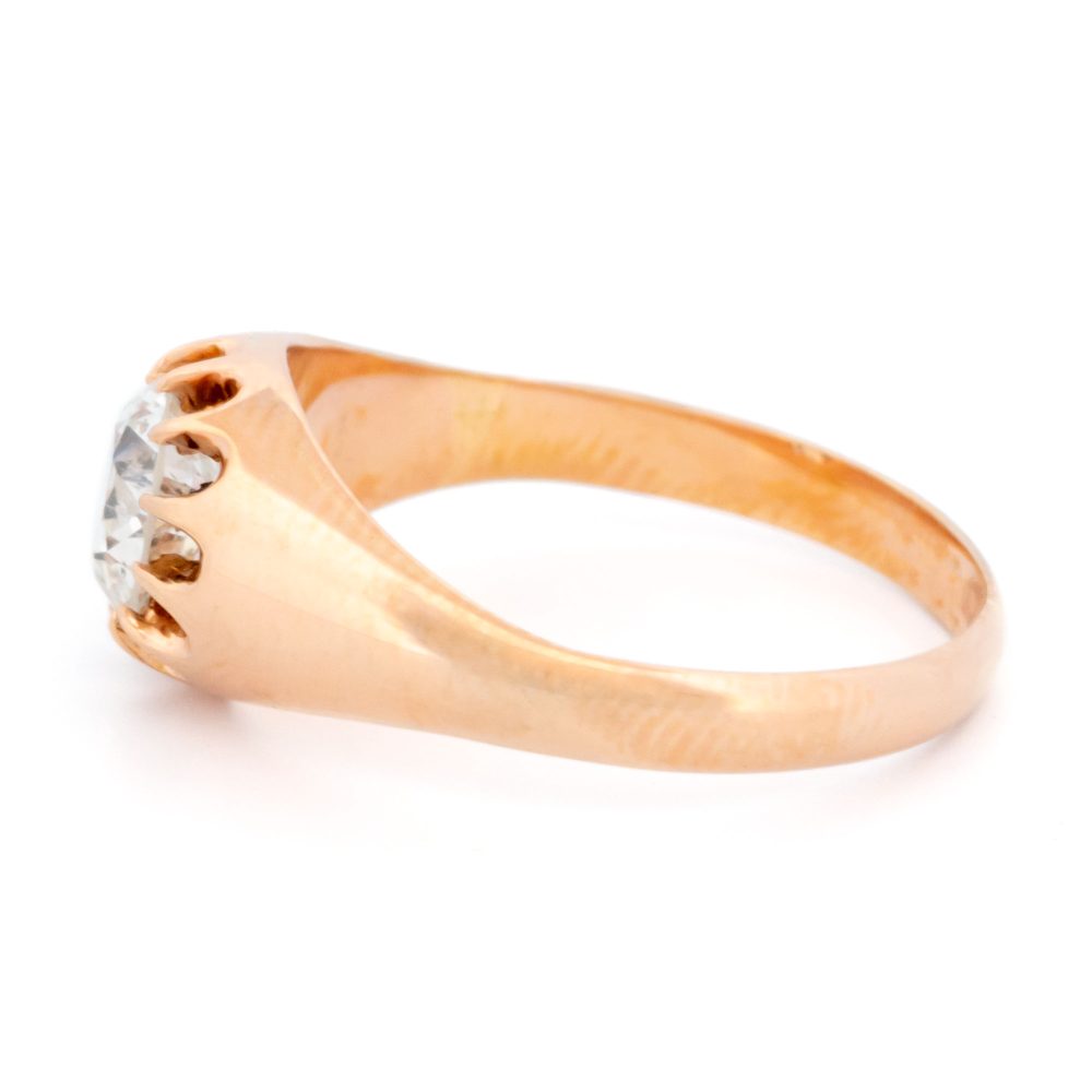 Antique Old Cut Diamond Solitaire Ring In 18 Carat Rose Gold