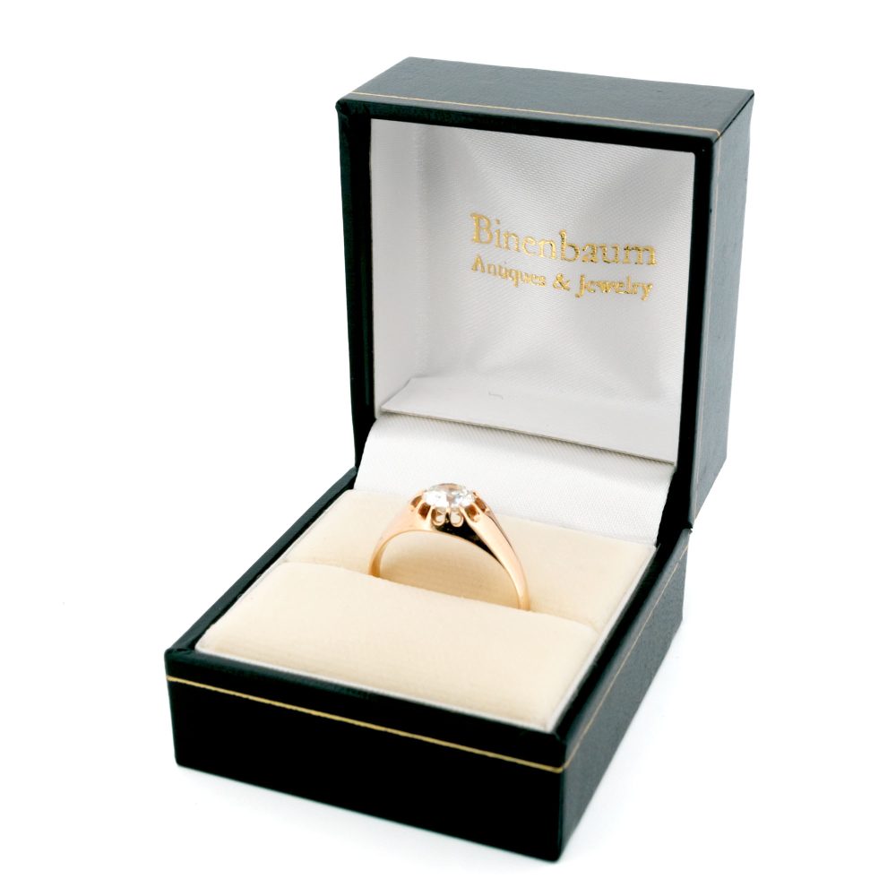 Antique Old Cut Diamond Solitaire Ring In 18 Carat Rose Gold