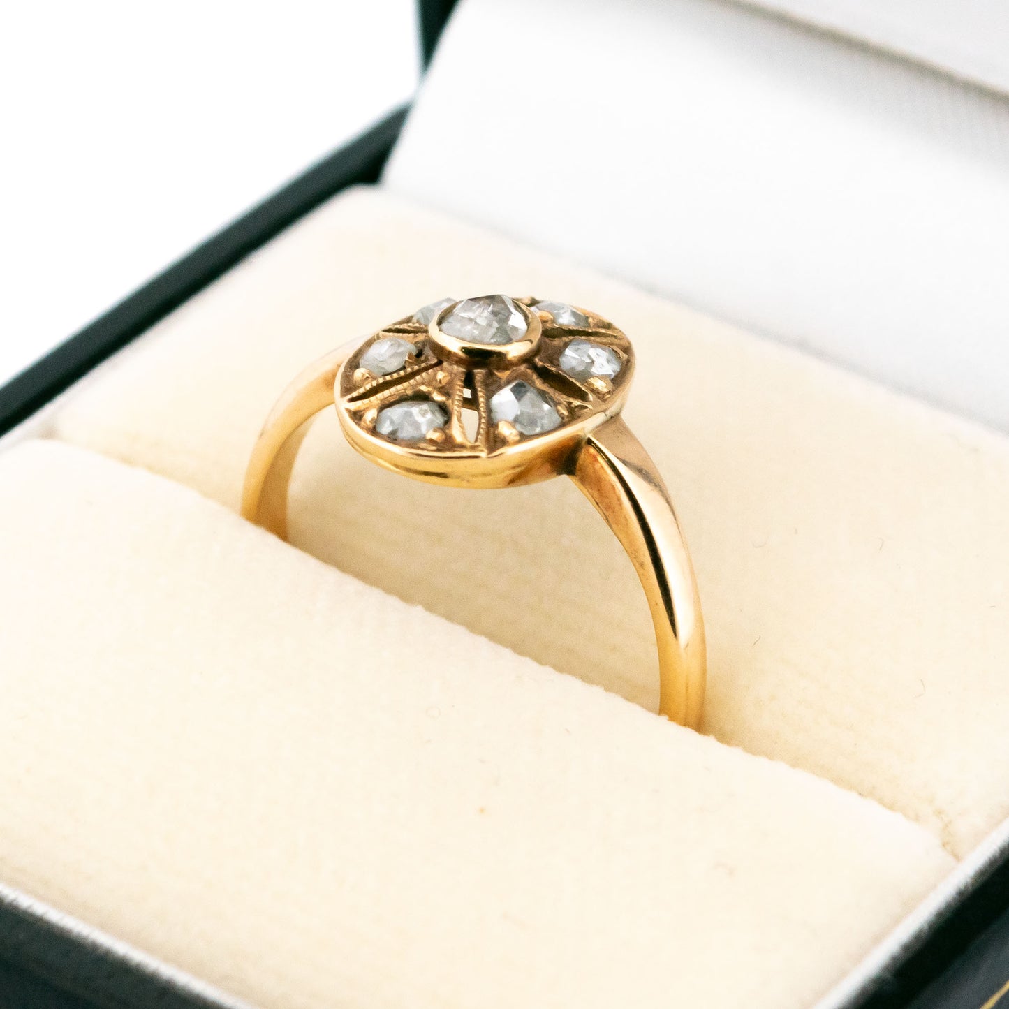 Vintage 14 Carat Gold Rose Cut Diamond Oval Ring, 0.25 Carat