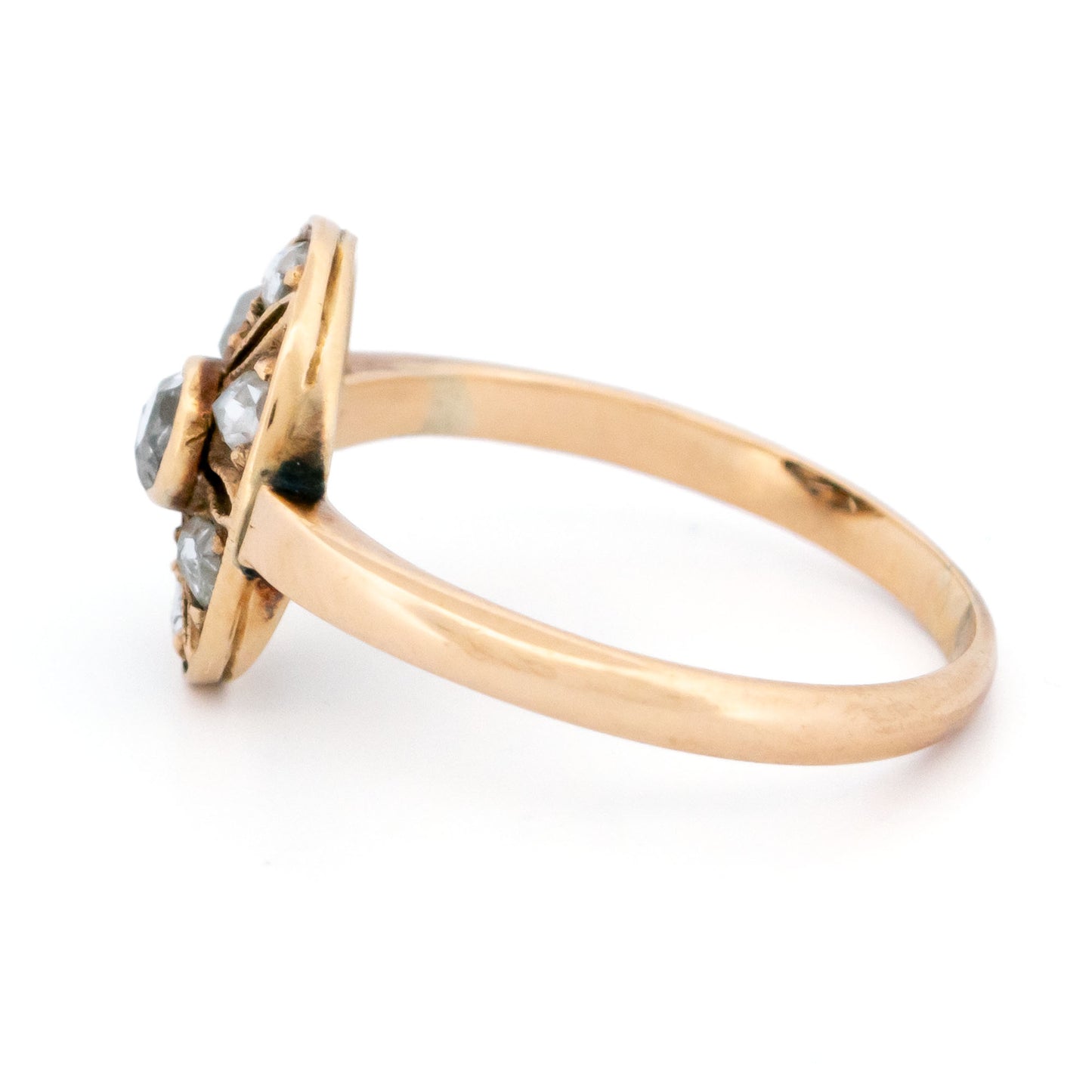 Vintage 14 Carat Gold Rose Cut Diamond Oval Ring, 0.25 Carat
