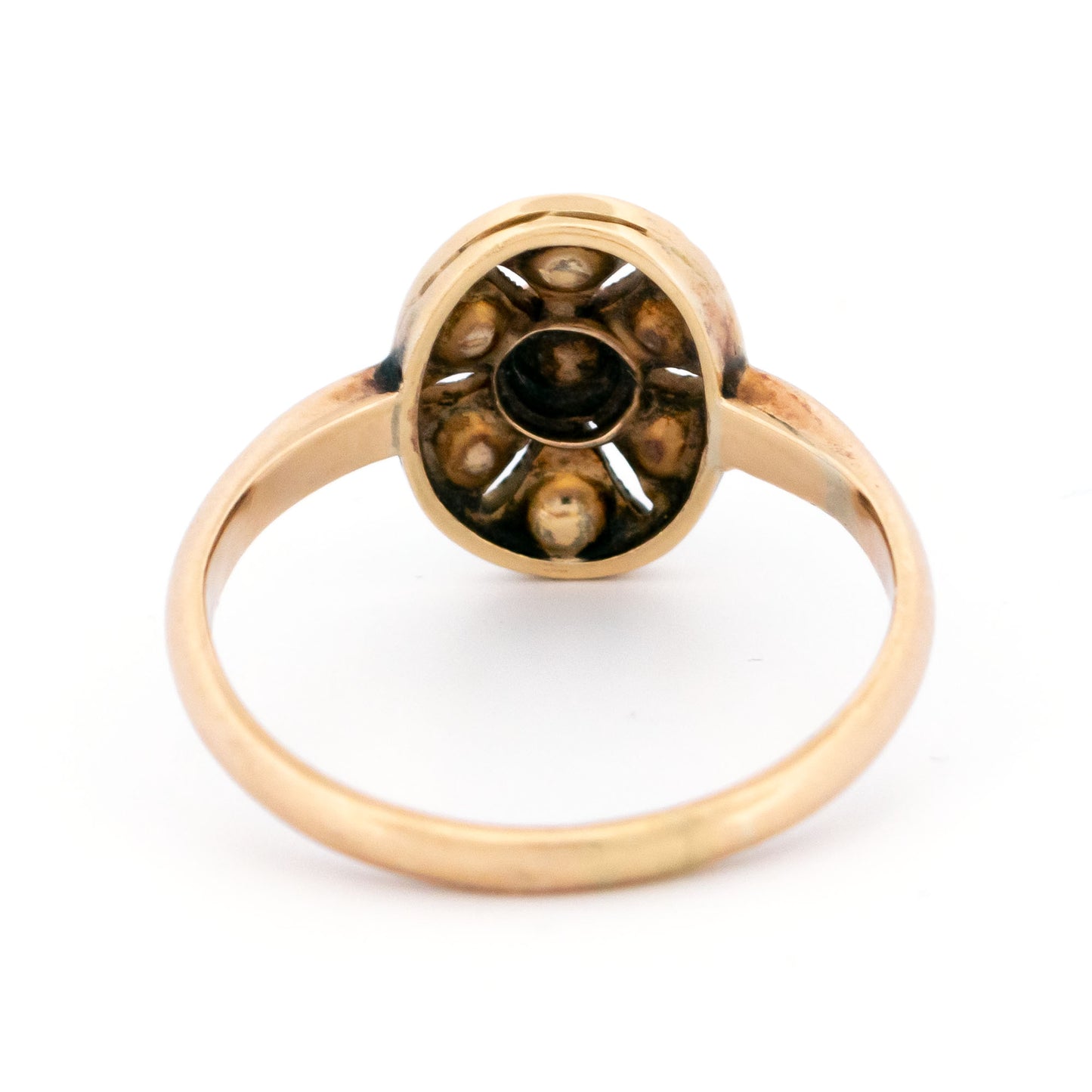 Vintage 14 Carat Gold Rose Cut Diamond Oval Ring, 0.25 Carat