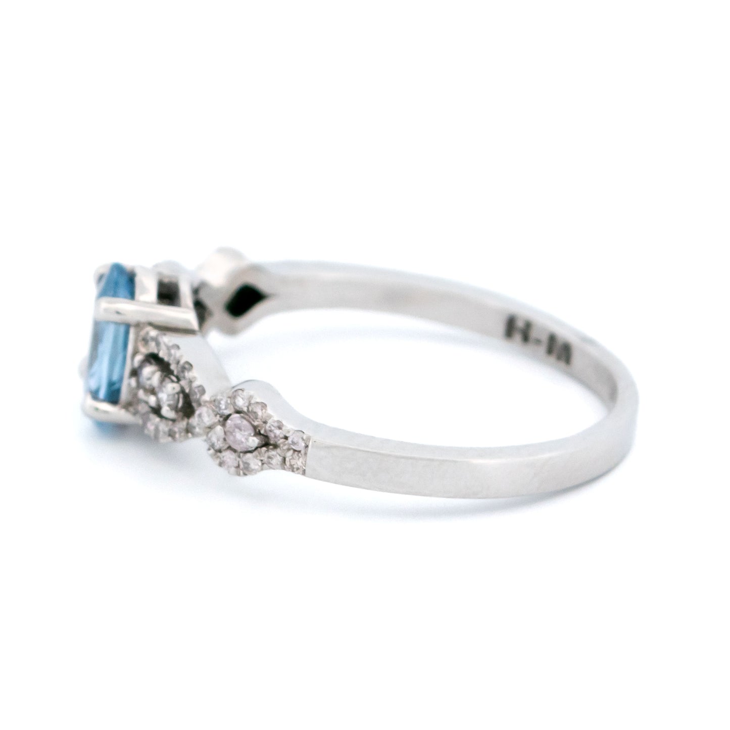 14 Carat White Gold Sapphire and Diamond Ring, 0.90 Carat