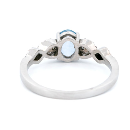 14 Carat White Gold Sapphire and Diamond Ring, 0.90 Carat