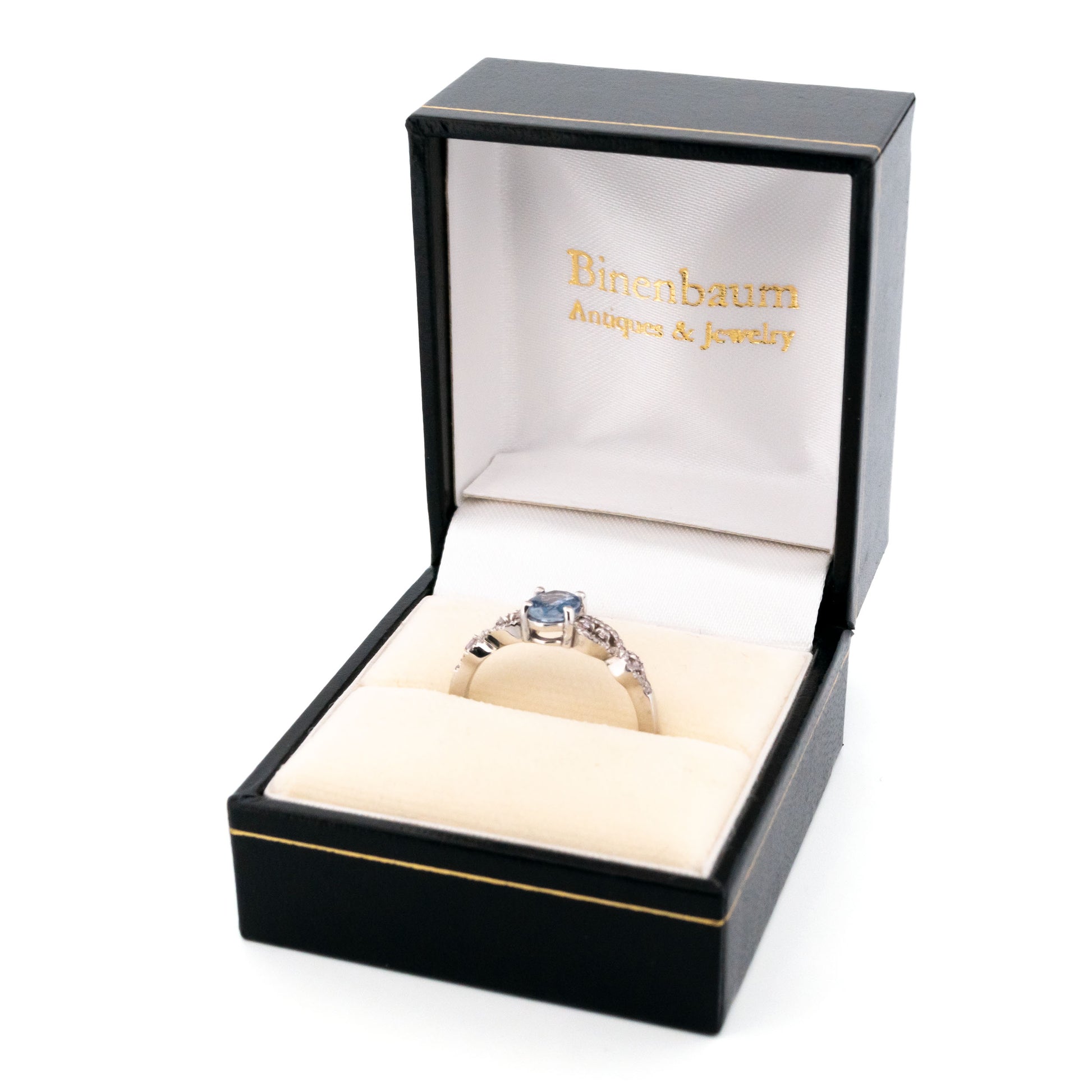 14 Carat White Gold Sapphire and Diamond Ring, 0.90 Carat
