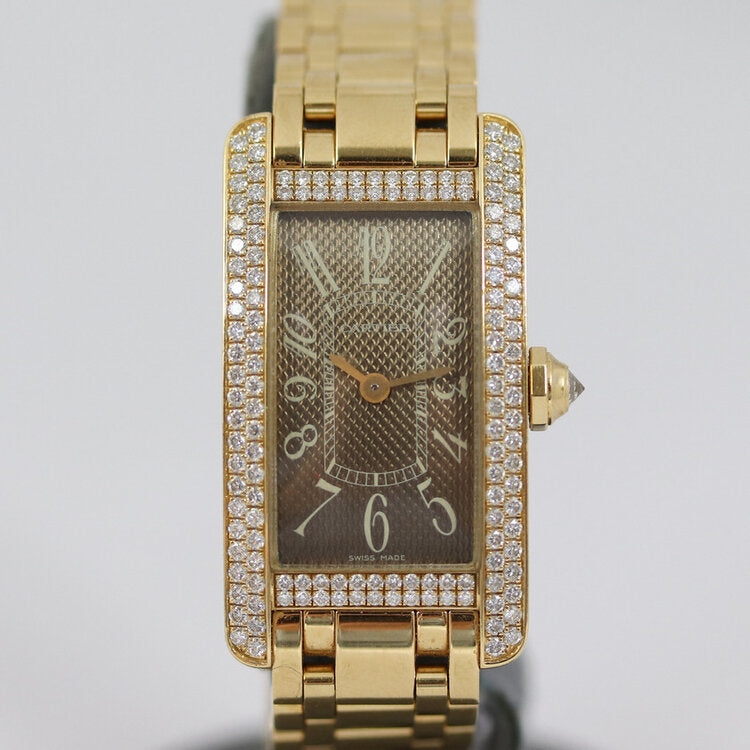 Cartier Tank Americaine 18ct Yellow Gold Watch with Diamonds, ref 2482