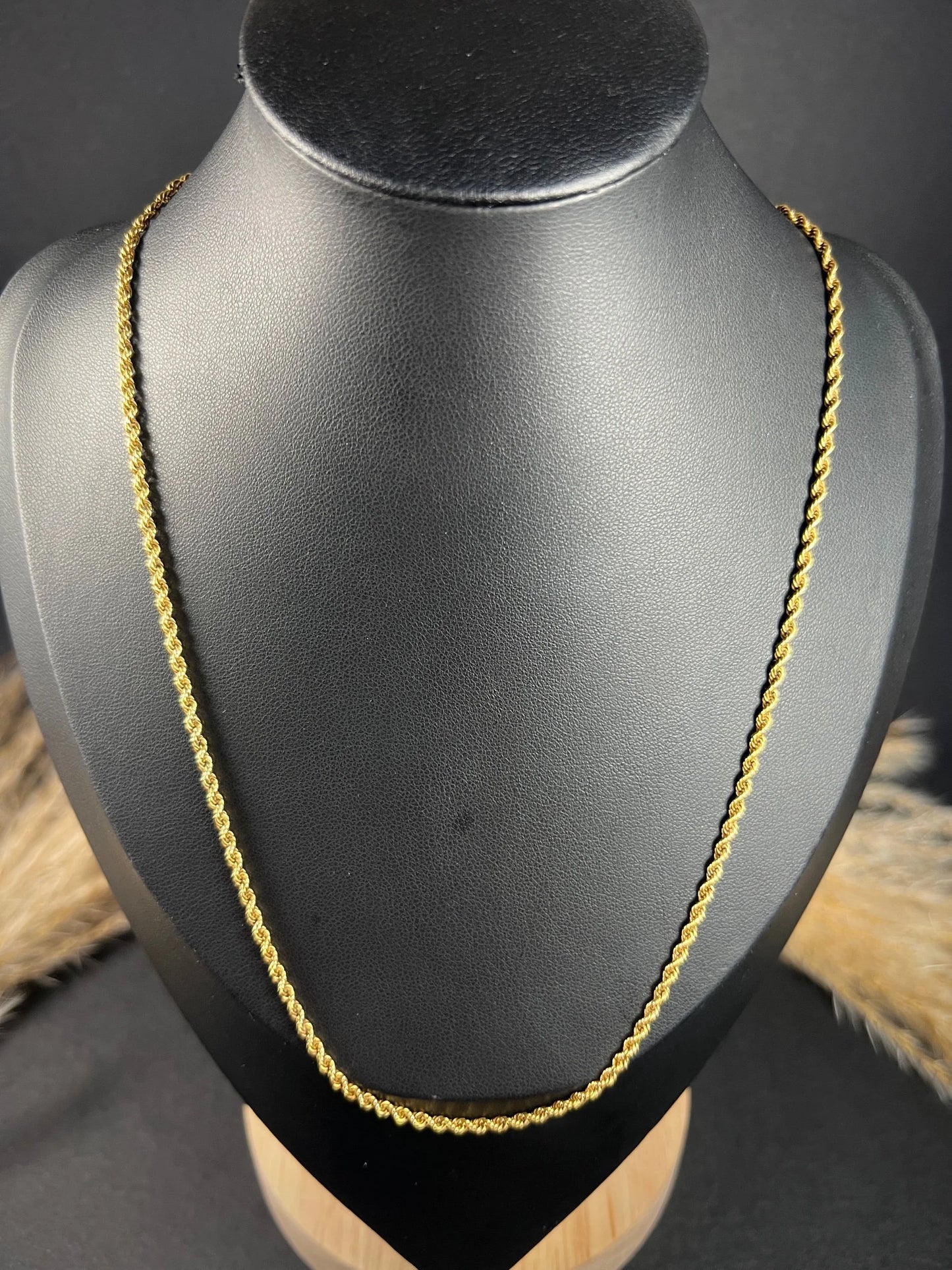 Antique 15ct Yellow Gold, Victorian 18 Inch Solid Rope Link Chain with Barrel and Torpedo Clasp