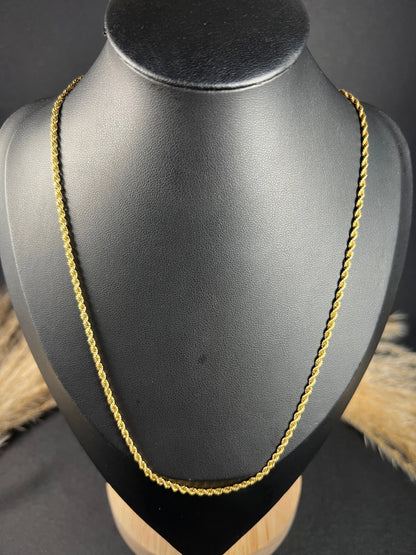 Antique 15ct Yellow Gold, Victorian 18 Inch Solid Rope Link Chain with Barrel and Torpedo Clasp