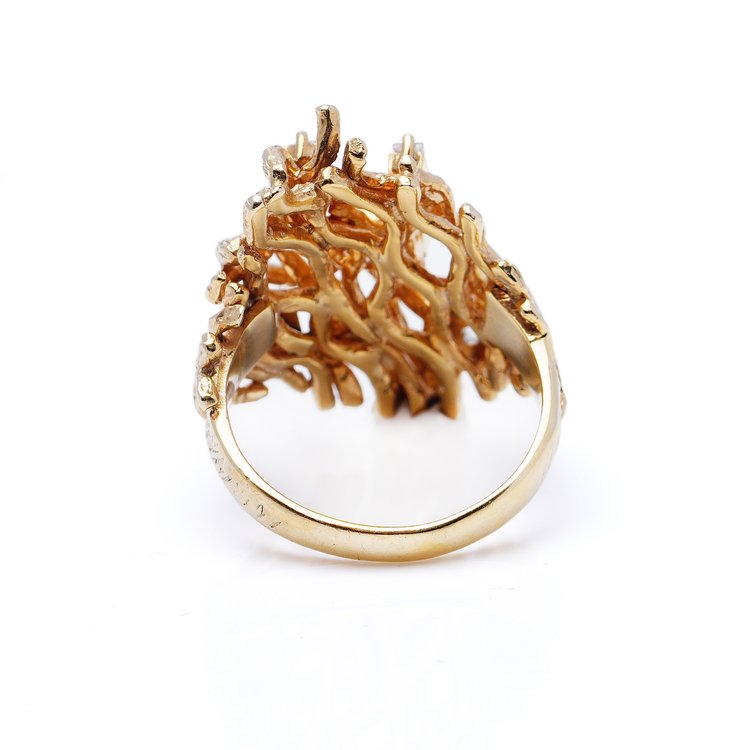 Vintage Sapphire Diamond 18ct Yellow Gold Dress Ring