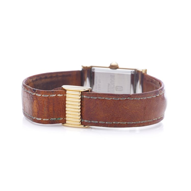 Ladies Boucheron Reflet Gold and Steel Watch on leather strap