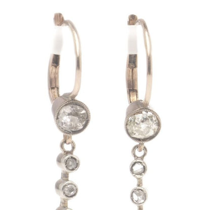 Antique Victorian 0.52ct Old Cut Diamond Drop Earrings