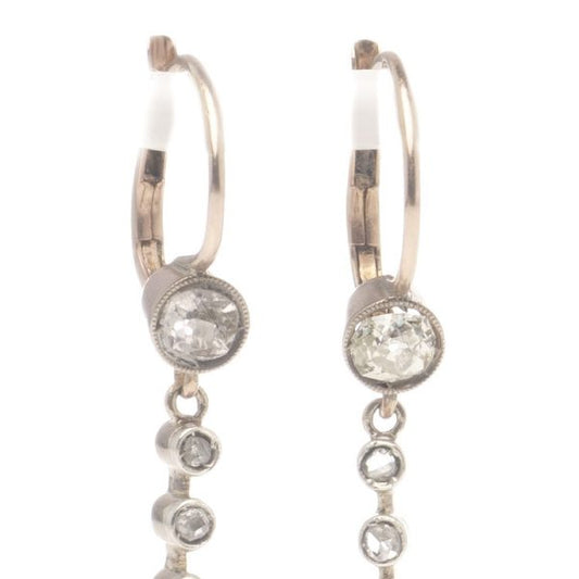 Antique Victorian 0.52ct Old Cut Diamond Drop Earrings