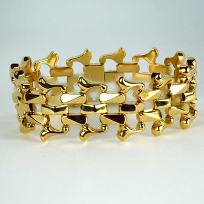 Retro 18ct Yellow Gold Brick Link Bracelet