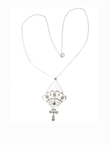 Belle Epoque Old Cut Diamond Pendant, 2.30cts, Silver and Gold, c.1900