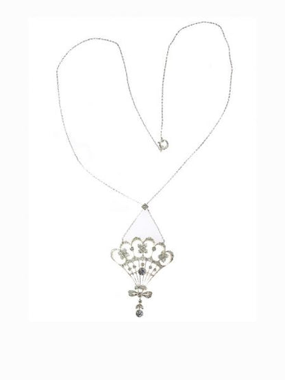 Belle Epoque Old Cut Diamond Pendant, 2.30cts, Silver and Gold, c.1900