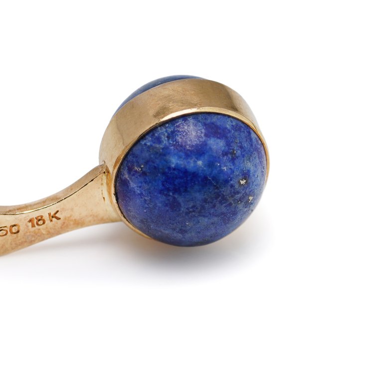 Vintage 1970s Georg Jensen Lapis Lazuli and 18ct Yellow Gold Cufflinks