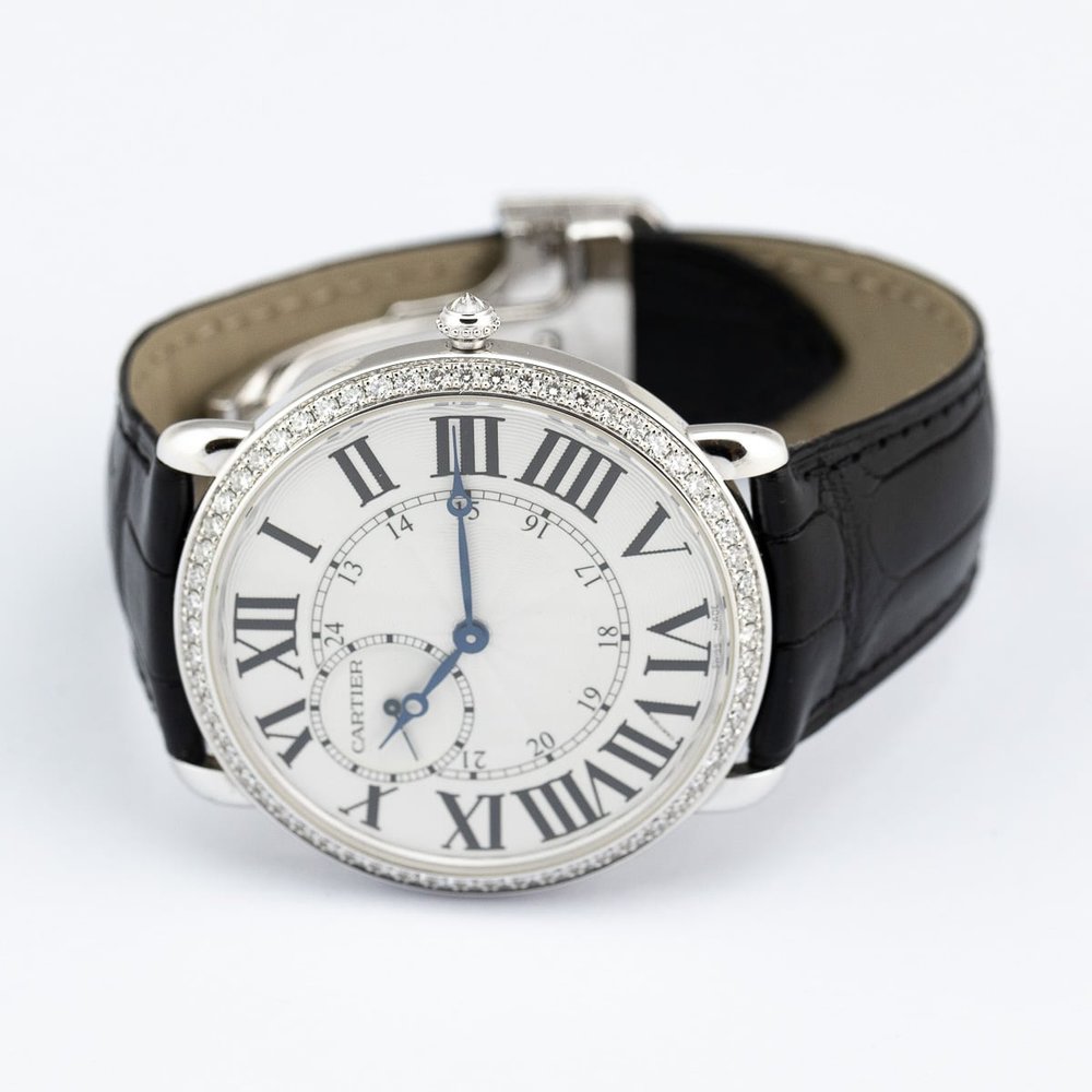 Vintage Ladies Cartier Ronde Louis WR007002 Manual Watch With Factory Diamond Bezel